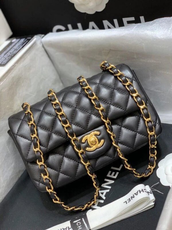 Chanel Classic Flap Bag Gold Toned Hardware Black For Women, Women&rsquo;s Bags, Shoulder And Crossbody Bags 7.8in/20cm A01116