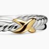 Petite X Ring Sterling Silver with 18K Yellow Gold - 6