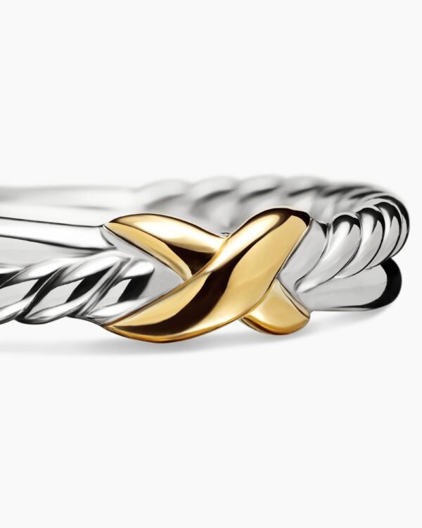 Petite X Ring Sterling Silver with 18K Yellow Gold - 6