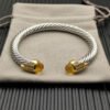 7mm Cable Bracelet with Citrine & Diamond Accents ??Gold Cap