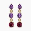 Marbella Drop Earrings 18K Yellow Gold with Amethyst and Rhodolite Garnet, 51mm