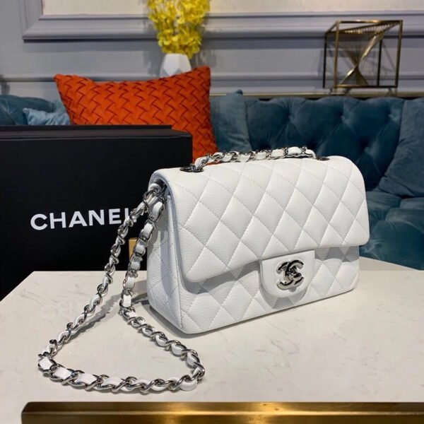 D8CB4CFB-6FFC-DAC9-C1CE-3B384B3100EC.jpg Chanel Small Classic Handbag Silver Hardware White For Women, Women’s Bags, Shoulder And Crossbody Bags 7.8in/20cm A01113