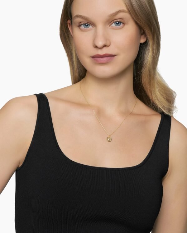 Initial Charm Necklace 18K Yellow Gold with Diamond C