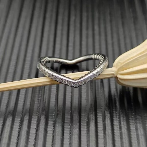 Cable Collectibles&reg; Heart Stack Ring Sterling Silver with Pav&eacute; Diamonds - 6