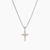 Petite X Cross Necklace Sterling Silver with 14K Yellow Gold