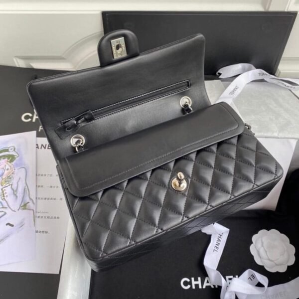 Chanel Classic Handbag Lambskin & Silver Metal A01112