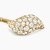 Petite Pav&eacute; Flute Stud Earrings 18K Yellow Gold with Diamonds, 10.6mm