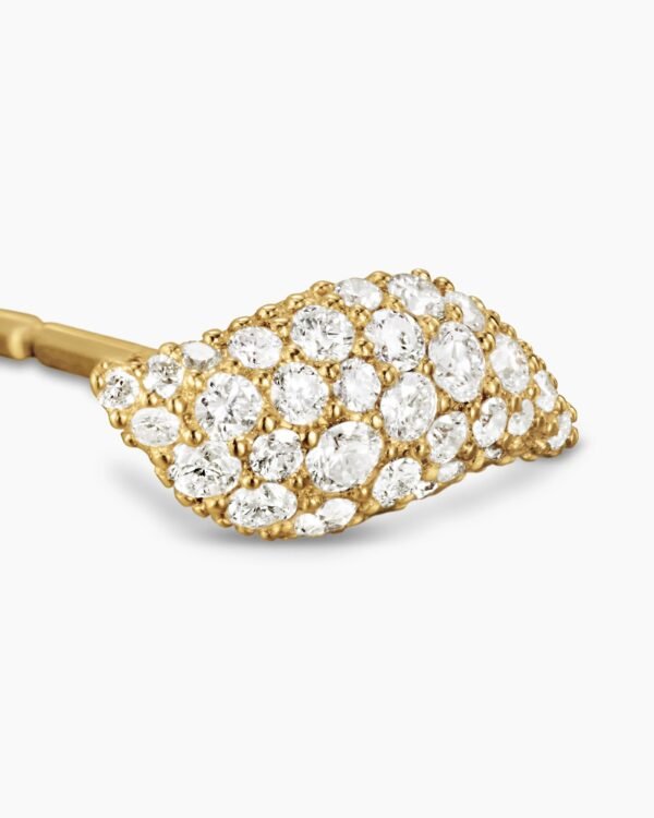 Petite Pav&eacute; Flute Stud Earrings 18K Yellow Gold with Diamonds, 10.6mm