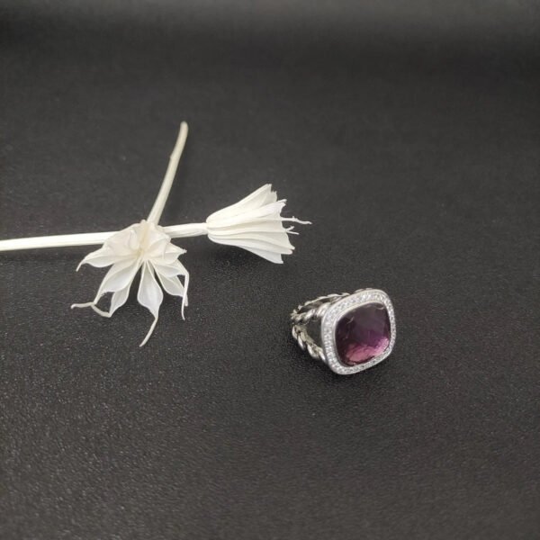 DB843B88-543C-EAAE-00F3-97438AADB723.jpg Albion® Ring Sterling Silver with Amethyst and Diamonds, 14mm