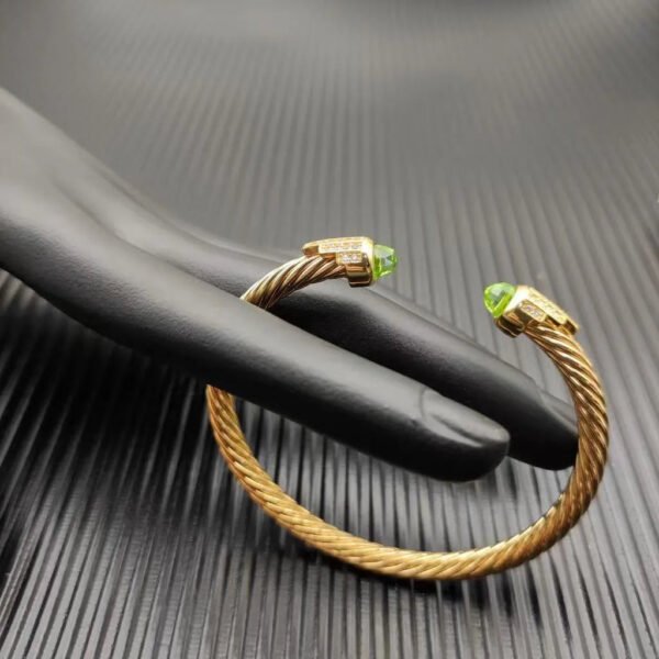 Cable Bracelet with Peridot & Diamond Accents  5mm