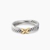Petite X Ring Sterling Silver with 18K Yellow Gold, 4mm