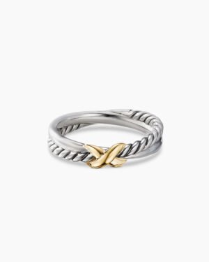 DC048B67-CF9A-F339-59B0-CBCD58C4434D.jpg Petite X Ring Sterling Silver with 18K Yellow Gold, 4mm