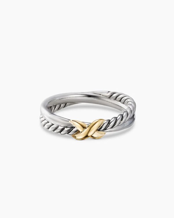 Petite X Ring Sterling Silver with 18K Yellow Gold, 4mm