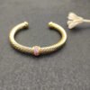 Classic Cable Station Bracelet 18K Yellow Gold and Pave Diamonds, 7mm