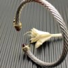 Cable Bracelet with Rhodolite Garnet & Diamond Accents  5mm