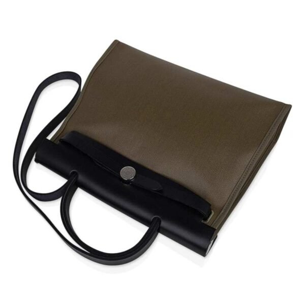 Herbag Zip 31 Bag Retourne Khaki Berline & Black Leather with Palladium Hardware