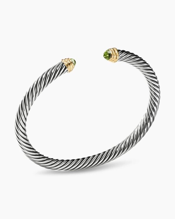 DD241C6A-4297-9707-95C7-EB2A94C3B138_fb7ae06e-01f3-4492-afed-ba3b04eaf571.jpg Classic Cable Bracelet Sterling Silver with 14K Yellow Gold and Peridot, 5mm