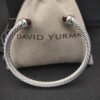 Classic Cable Bracelet Sterling Silver with Almandine and Diamonds, 5mm