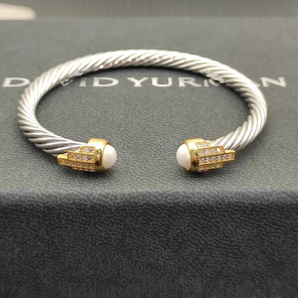 5mm Cable Bracelet with Pearl Pearls & Diamond Accents