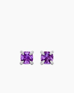 Petite Chatelaine&reg; Stud Earrings Sterling Silver with Amethyst and Diamonds