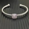 David Yurman  Sterling Silver Diamond 4mm Noblesse Cable Bracelet