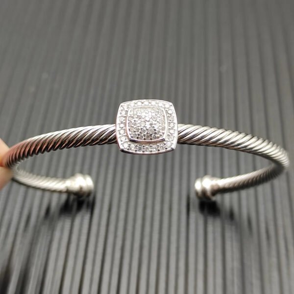 David Yurman  Sterling Silver Diamond 4mm Noblesse Cable Bracelet