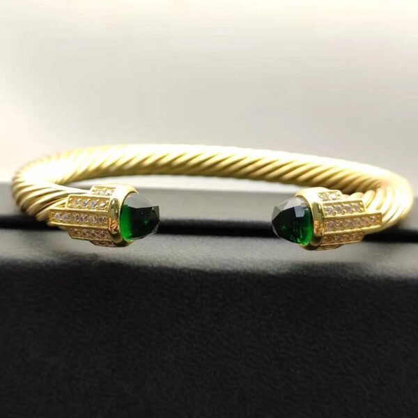7mm Cable Bracelet with Peridot & Diamond Accents