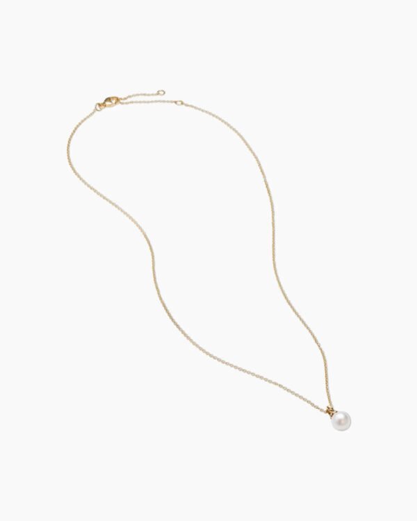 Petite Solari Pendant Necklace 18K Yellow Gold with Pearl and Diamonds, 11.5mm