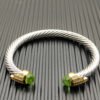 7mm Cable Bracelet with Peridot & Diamond Accents ??Gold Cap