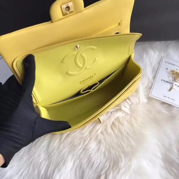 Chanel 1112 Yellow Medium Size 2.55 Lambskin Leather Flap Bag