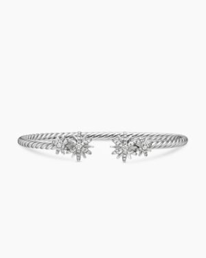 Starburst Cable Bracelet Sterling Silver with Diamonds, 4mm