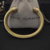 Classic Cable Bracelet Yellow Gold and  Half Diamonds 7 MM