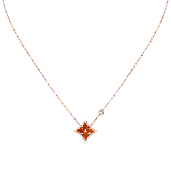 Color Blossom BB Star Pendant, Pink Gold, Cornelian And Diamond