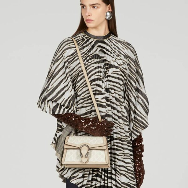 Gucci Dionysus Canvas Top Handle Beige And White Canvas 24x16cm