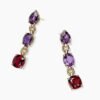 Marbella Drop Earrings 18K Yellow Gold with Amethyst and Rhodolite Garnet, 51mm