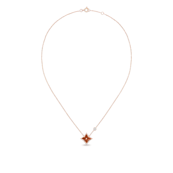 Color Blossom BB Star Pendant, Pink Gold, Cornelian And Diamond