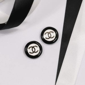 CCE611 24P Black White Buttons Round Enamel Stud Earring For Women