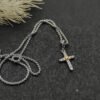 Petite X Cross Necklace Sterling Silver with 14K Yellow Gold