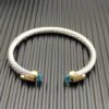 5mm Cable Bracelet with Aquamarine & Diamond Accents