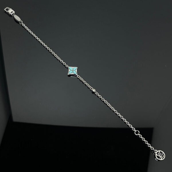 Color Blossom BB Star Bracelet, Yellow Gold, Amazonite and Diamond - White gold