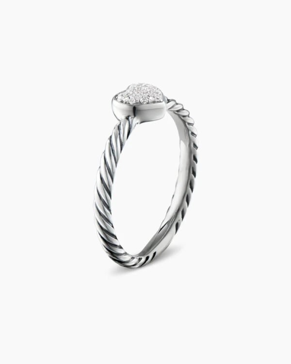 E4647C0C-C823-5F23-FBEE-790A6CD949AC.jpg Cable Collectibles® Heart Stack Ring Sterling Silver with Pave Diamonds, 6.2mm