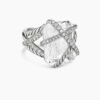 Cable Wrap Ring Sterling Silver with Crystal and Diamonds