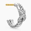 Petite X Hoop Earrings Sterling Silver with Pav&eacute; Diamonds, 12.6mm