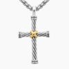 Cable Cross Pendant Sterling Silver with 18K Yellow Gold - A