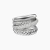 Crossover Five Row Ring Sterling Silver with Diamonds, 17.5mm - 6