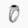 Petite Albion&reg; Ring Sterling Silver with Black Onyx and Diamonds, 7mm