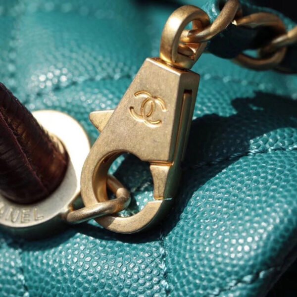 Chanel Large Flap Bag With Top Handle Teal For Women, Womens Handbags, Shoulder And Crossbody Bags 11in/28cm A92991