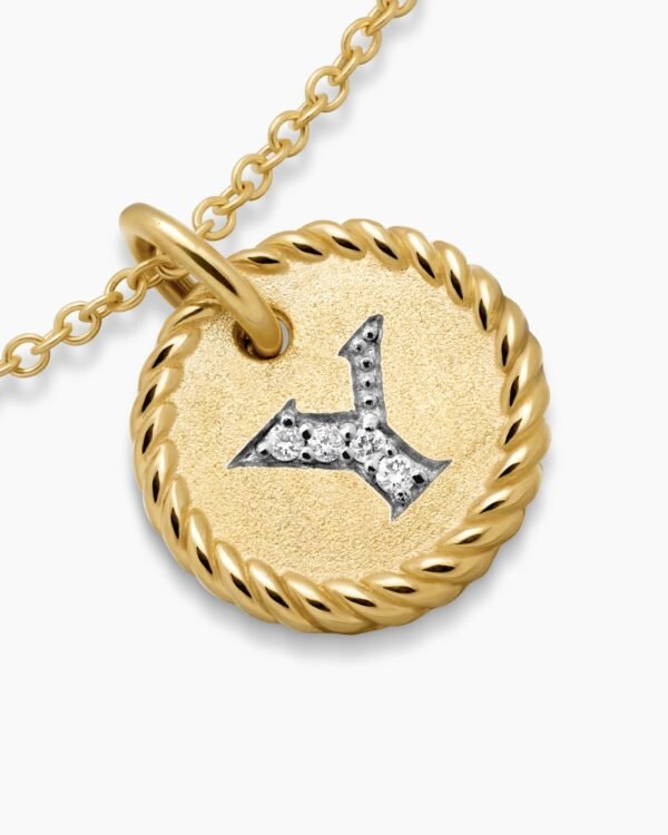 Initial Charm Necklace 18K Yellow Gold with Diamond Y
