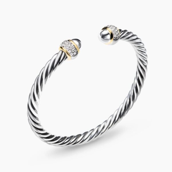 E650CCE8-FE5A-60C6-B8AF-4C4824375397.jpg Cable Bracelet Sterling Silver with 18K Yellow Gold and Diamonds, 5mm