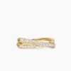 Pav&eacute; Crossover Ring 18K Yellow Gold with Diamonds, 6mm - 6